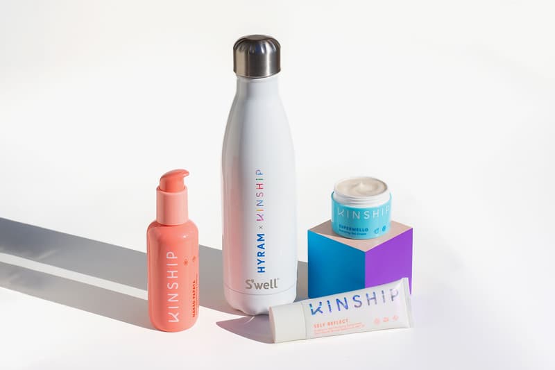 hyram yarbro kinship collaboration skincare youtuber sea the good set cleanser moisturizer sunscreen swell water bottle