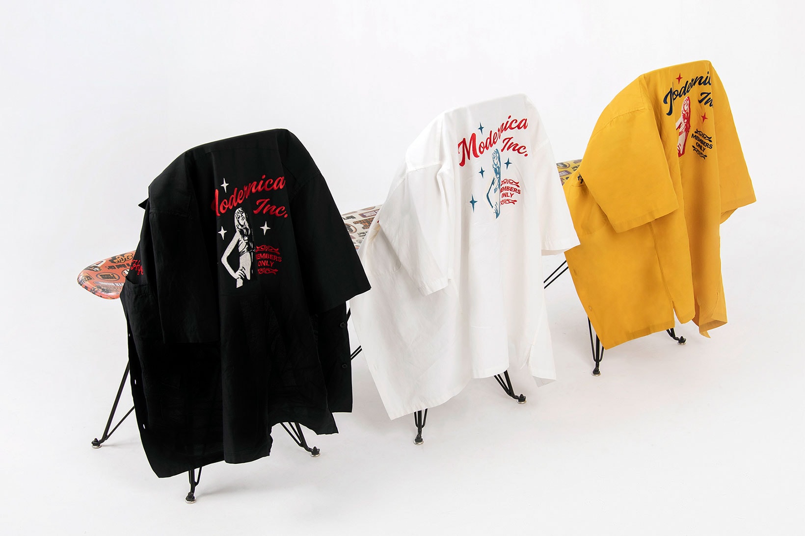 modernica hysteric glamour furniture collaboration side shell chairs daybed aiko side table hoodies jackets
