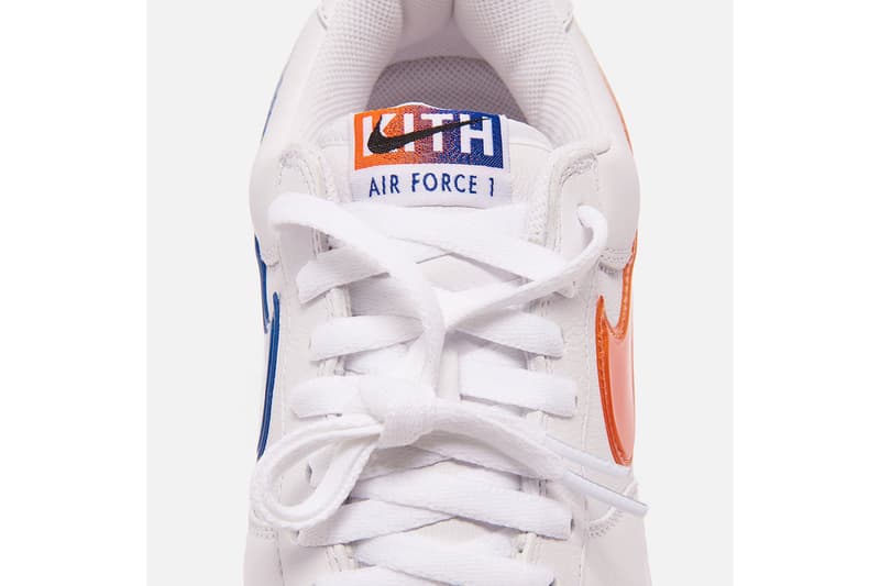 kith nike collaboration air force 1 low nyc sneakers white orange blue colorway ronnie fieg footwear shoes sneakerhead