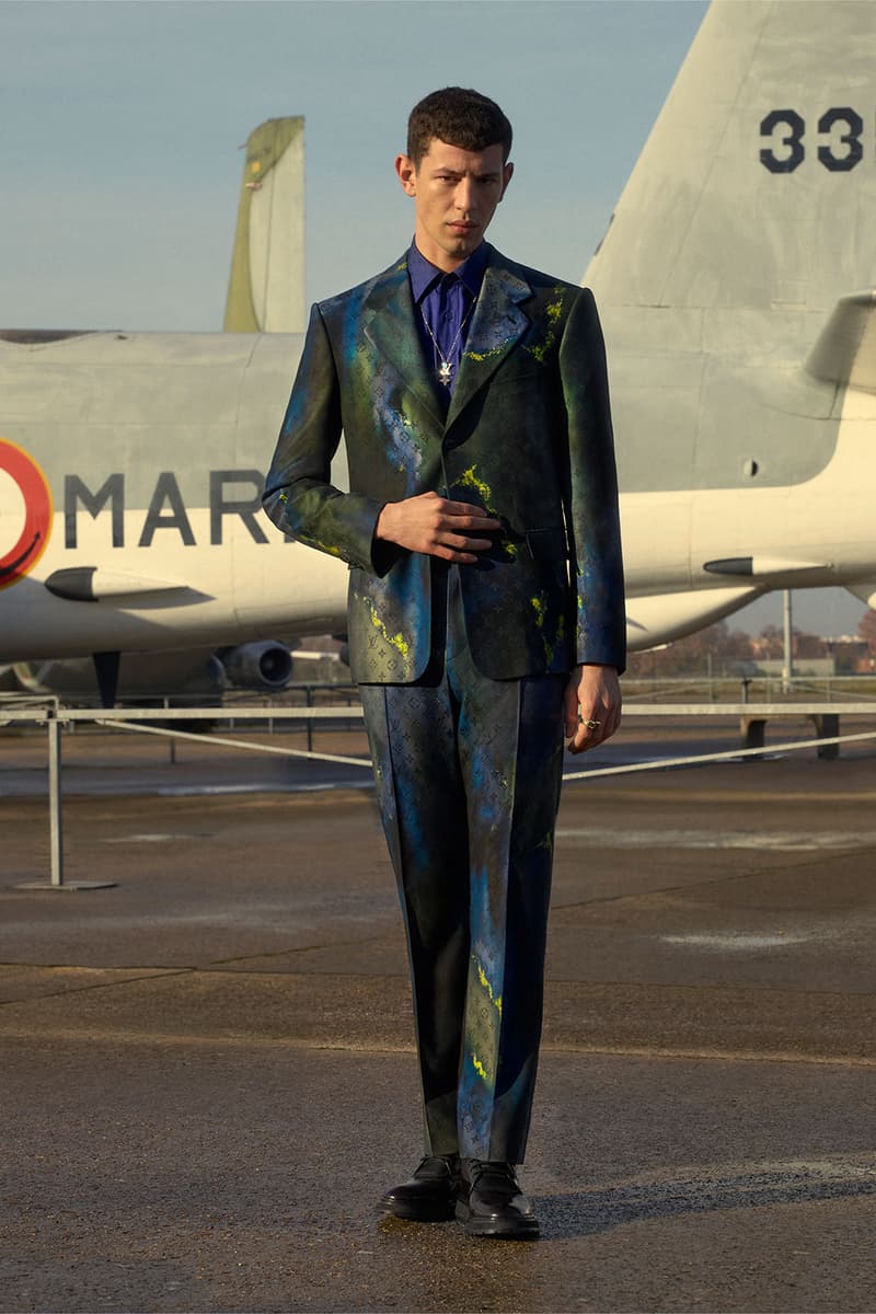 louis vuitton mens pre-fall 2021 collection lookbook virgil abloh paint lv monogram tailored suit