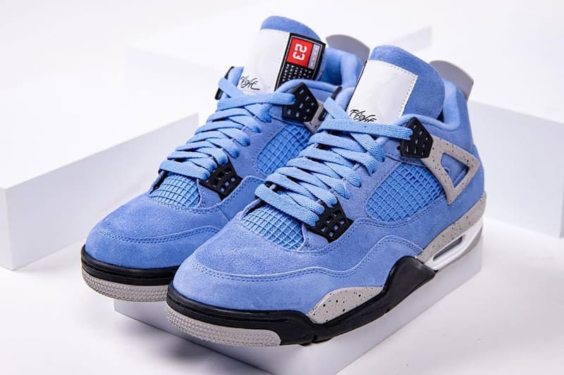 nike air jordan 4 sneakers university blue white colorway shoes footwear sneakerhead