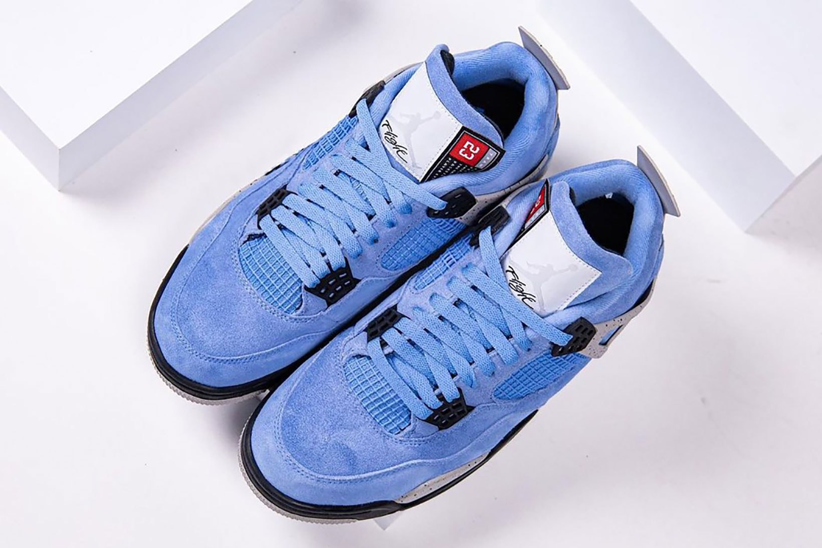 nike air jordan 4 sneakers university blue white colorway shoes footwear sneakerhead