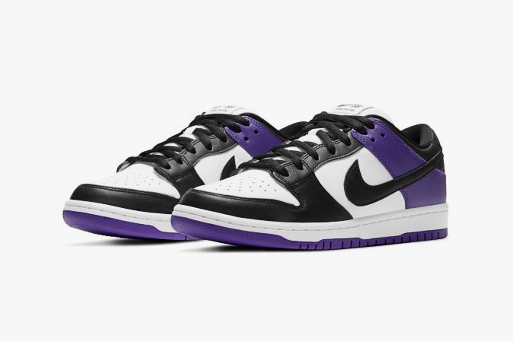 nike sb dunk low court purple black white sneakers official look release