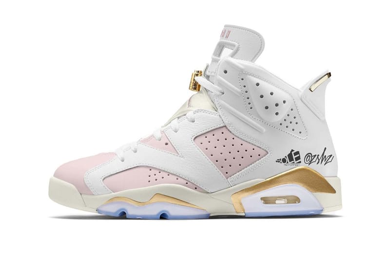 pink and white jordan 6