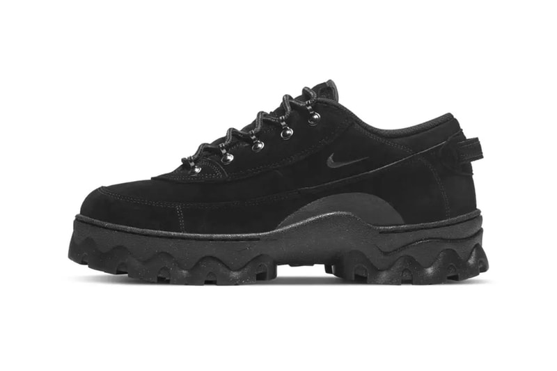 nike womens lahar low boots hiking shoes suede black side view