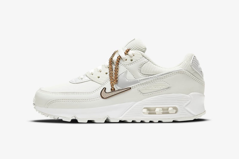 nikes blazer mid 77 air max 90 sneakers white silver gold chain colorway footwear shoes sneakerhead
