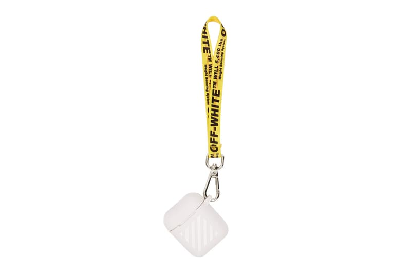 off white airpods pro cases covers gray logo yellow strap