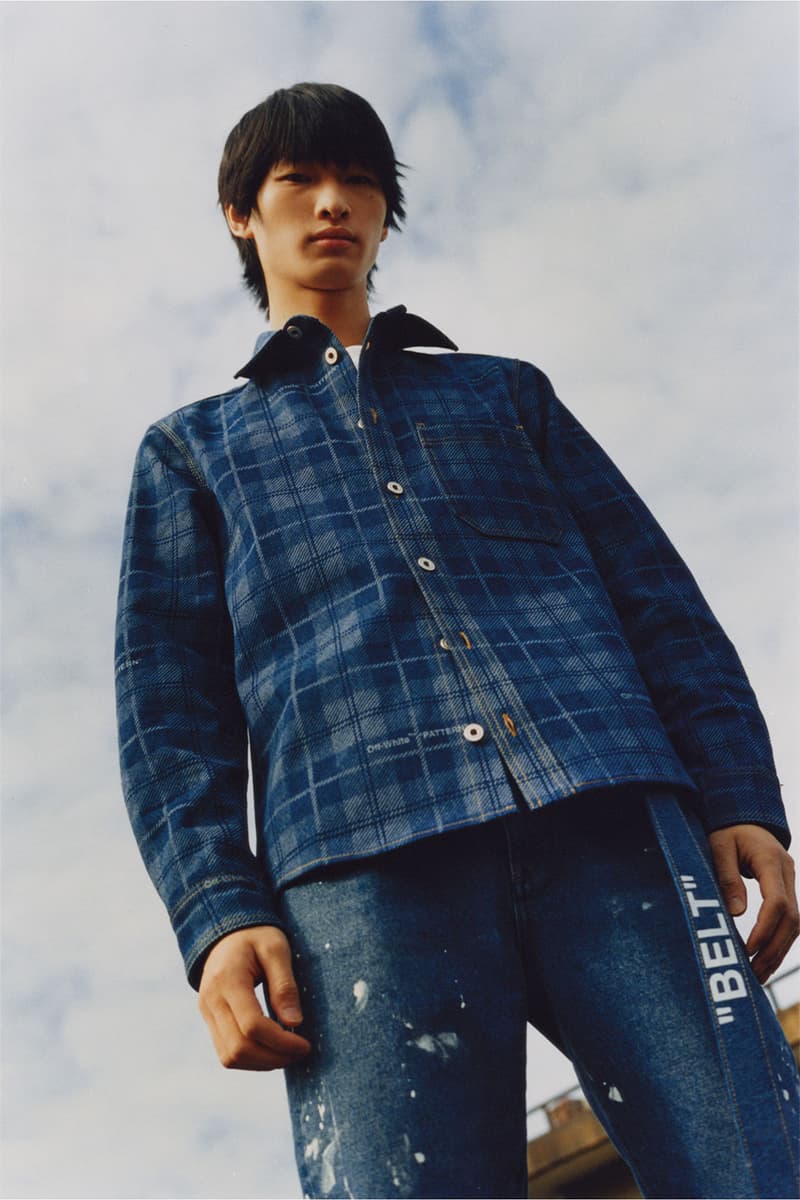 off-white wechat weixin mini program capsule collaboration china denim plaid shirt jeans belt