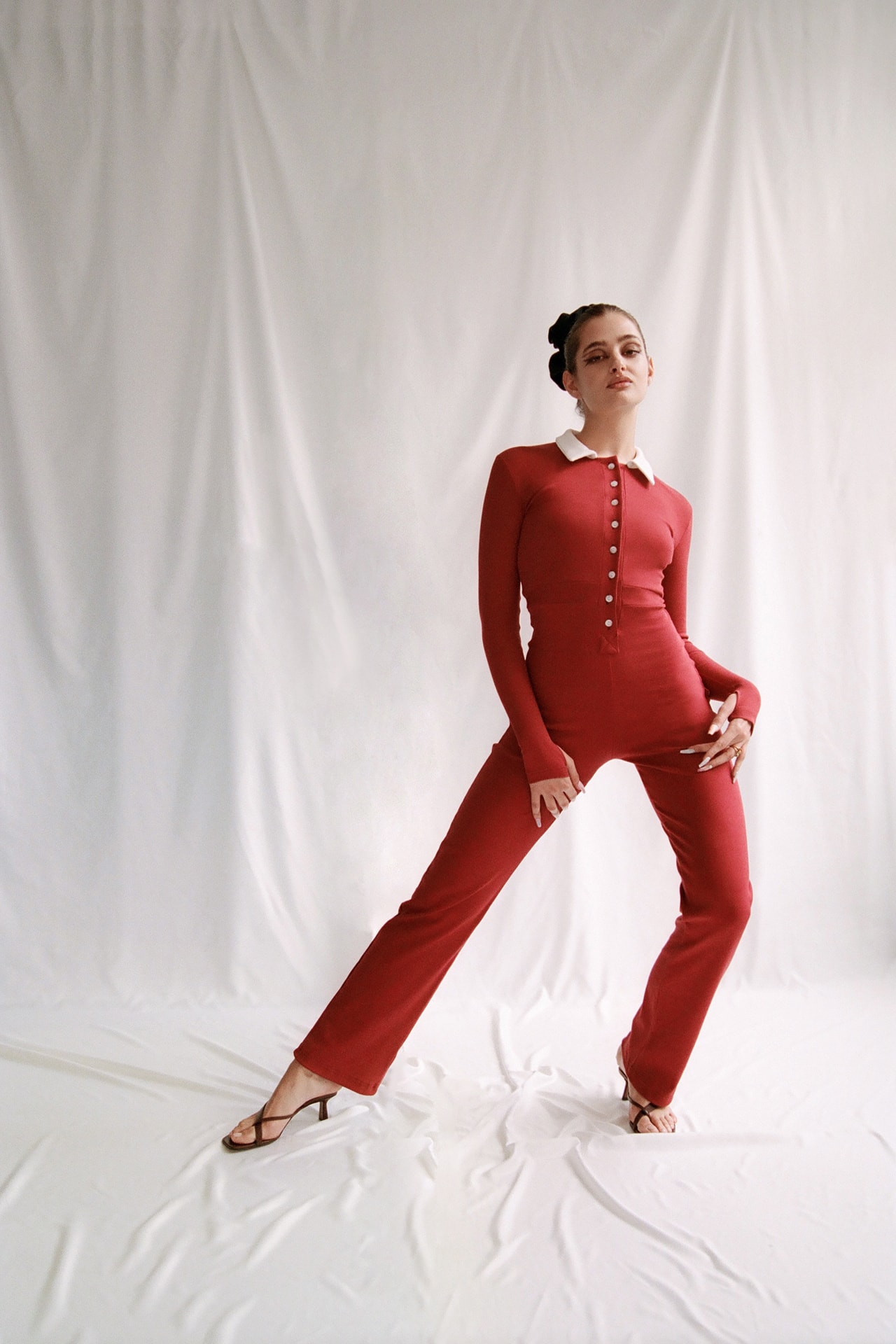 Peachy Den June Jumpsuit Red White London Indie Brand UK Loungewear Women