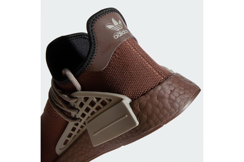 brown human race shoes
