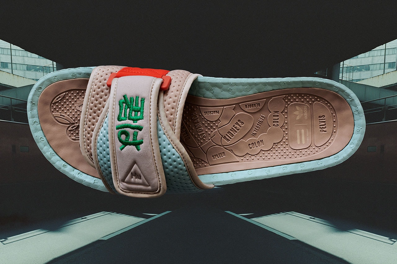 pharrell williams nigo adidas originals collaboration friendship pack pw boost slide tokio solar hu sneakers sneakerhead footwear shoes