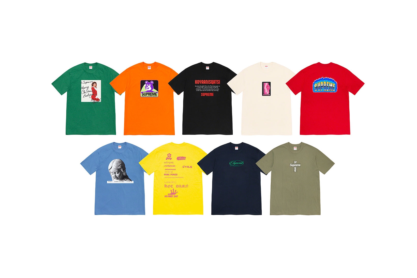 supreme new york graphic winter tees t shirts collection green red mariah carey