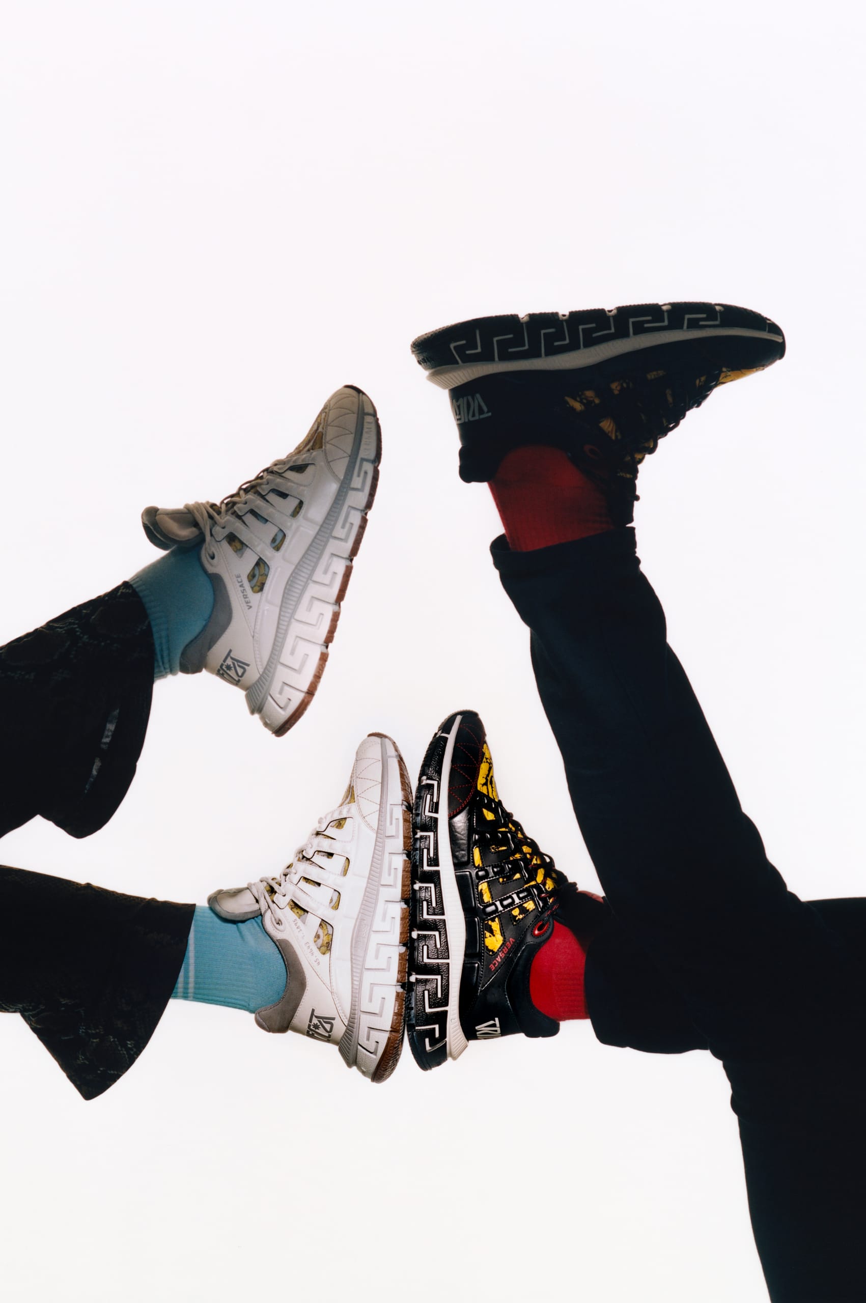 versace sneakers on feet