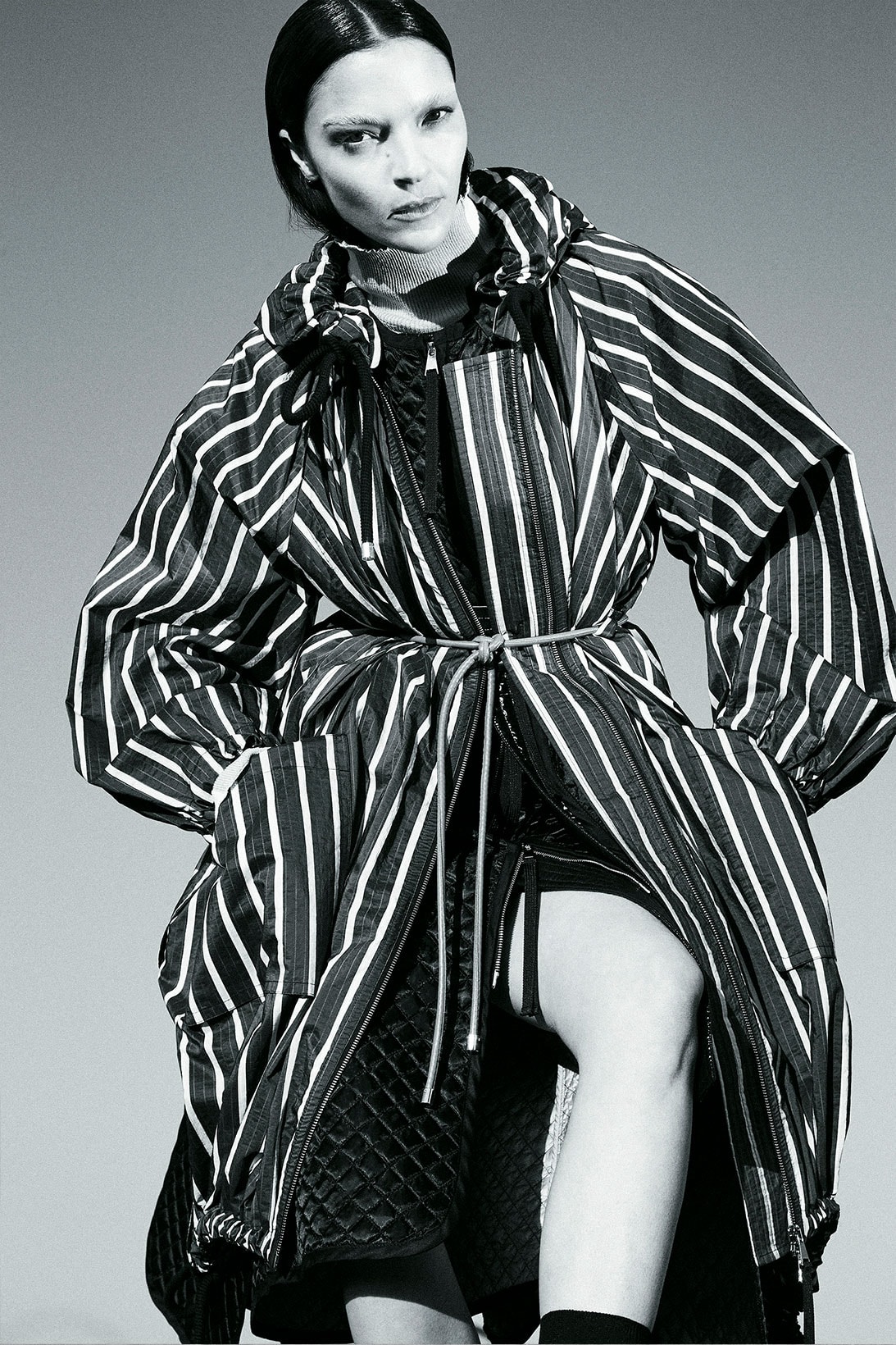 2 moncler 1952 spring summer womenswear collection striped rain parka coat