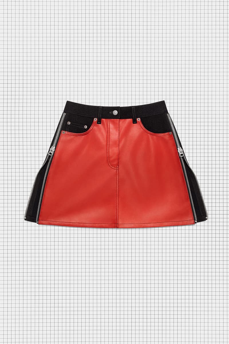 acne studios repurposed collection season 2 drop sustainable red leather black mini skirt