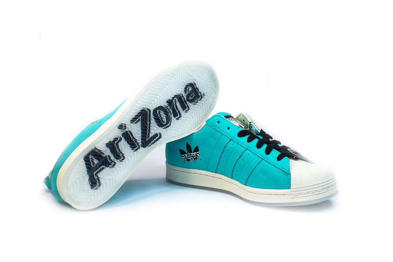 adidas originals arizona iced tea superstar collaboration sneakers big cans sole laces blue white black