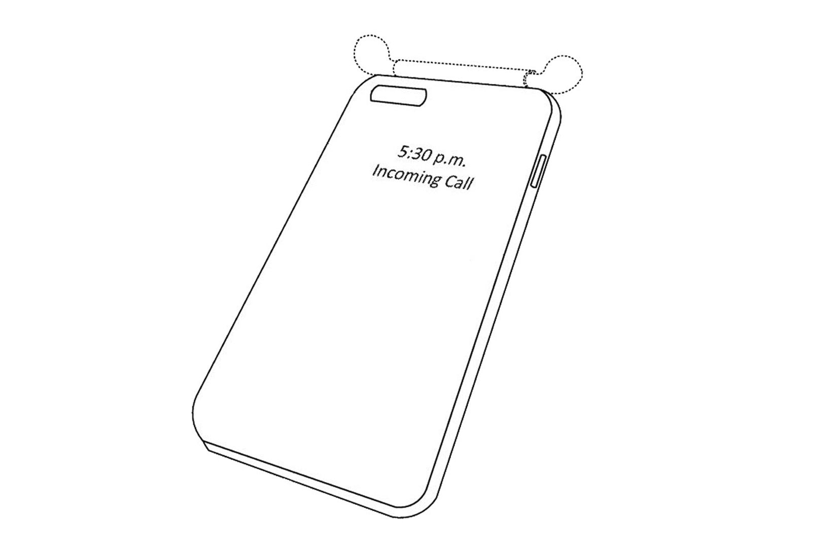 apple iphone case airpods charging built-in integrated design mock-up illustration drawing