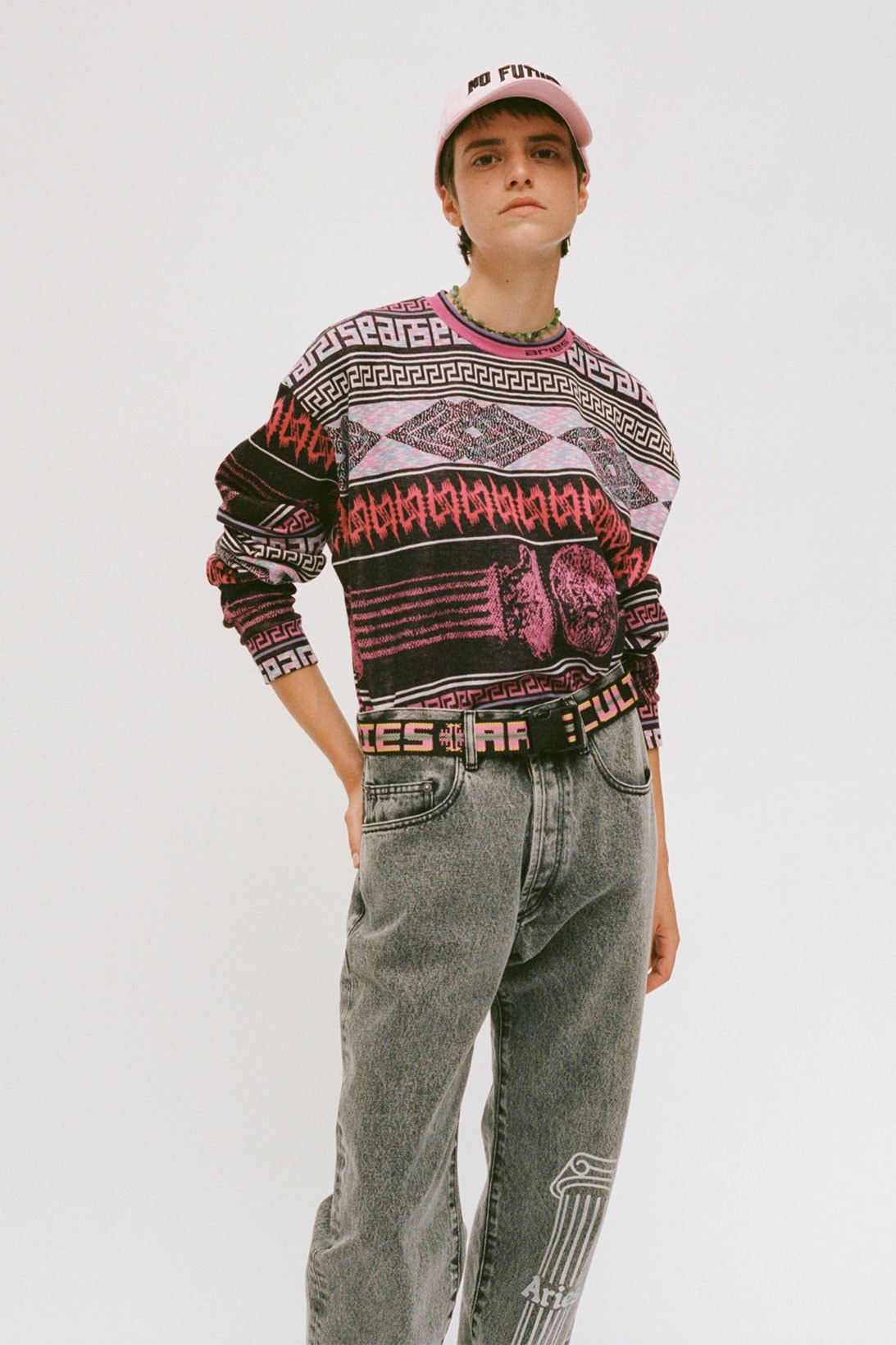 aries spring summer ss21 collection lookbook pattern knit sweater jeans