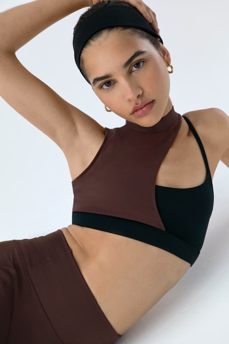 bandier le ore activewear sustainable private label sports bra leggings brown black