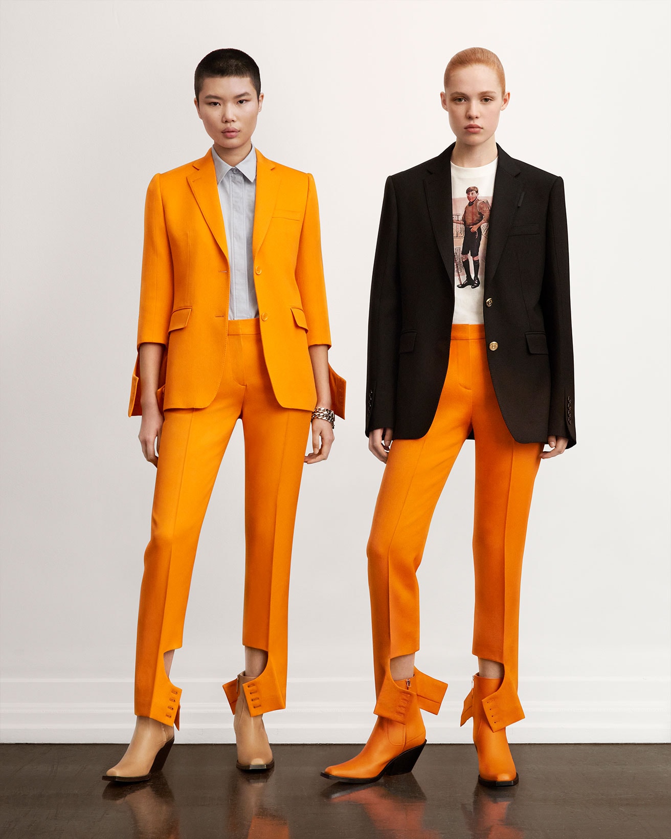 burberry fall winter fw21 pre-collection riccardo tisci orange pantsuit blazer jacket