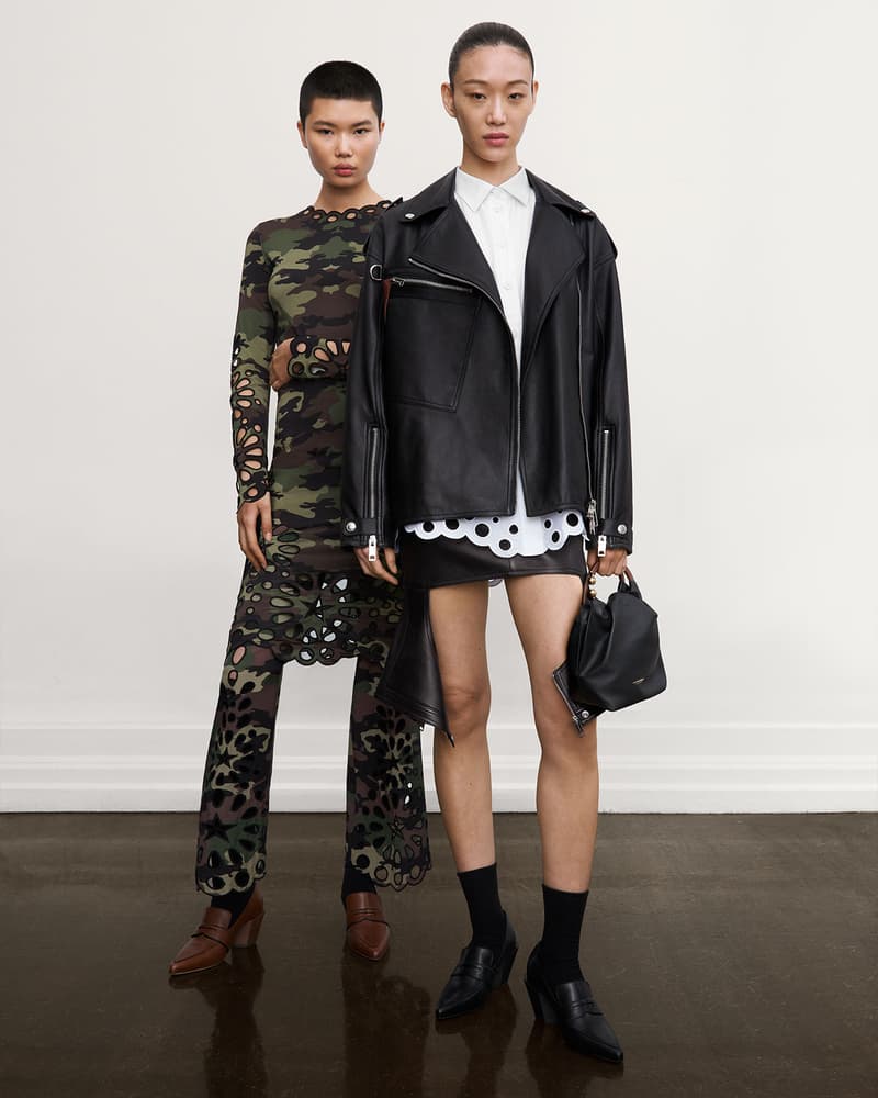 burberry fall winter fw21 pre-collection riccardo tisci khaki camo print leather jacket skirt