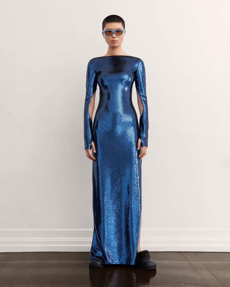 burberry fall winter fw21 pre-collection riccardo tisci blue sequin dress glitter shiny