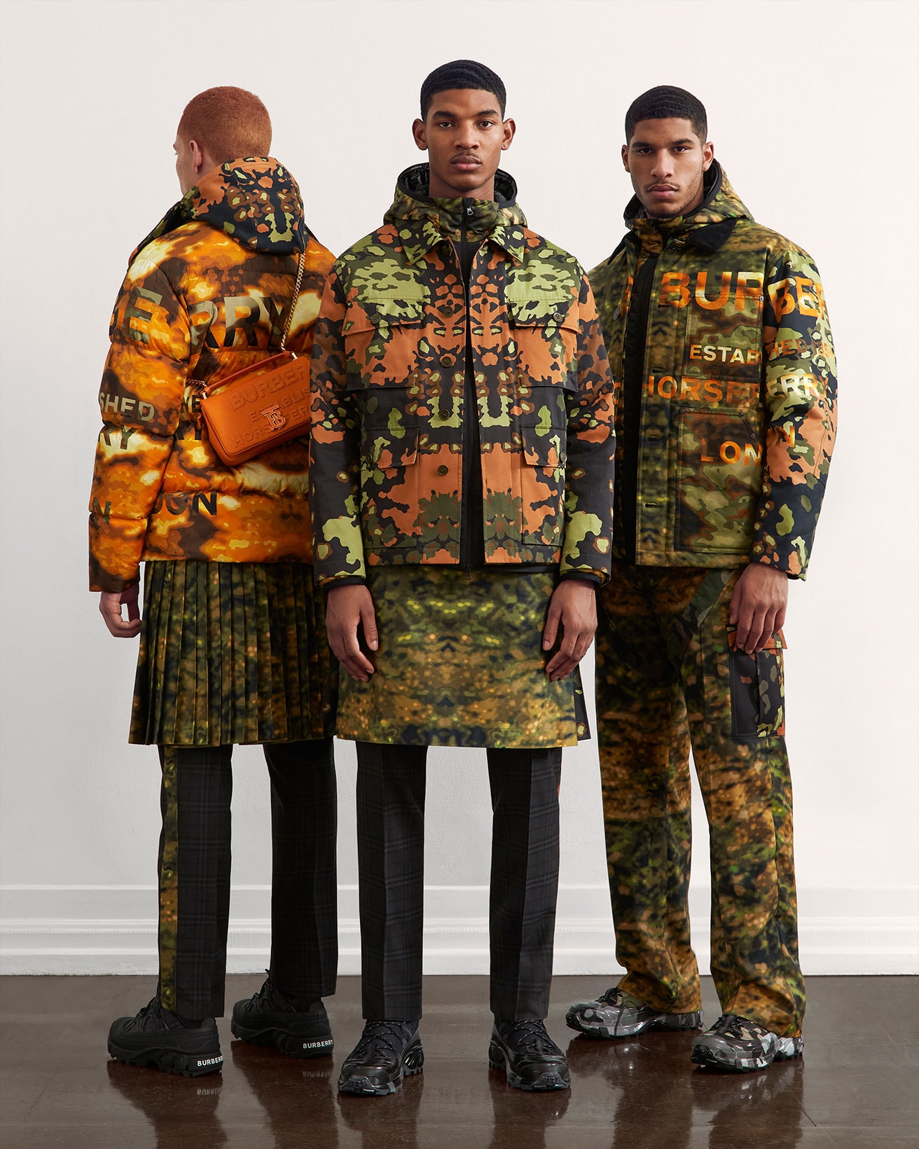 burberry fall winter fw21 pre-collection riccardo tisci camo digital parint trousers jackets outerwear