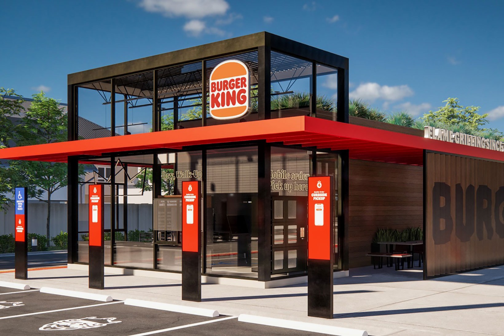 burger king rebrand new minimal design logo packaging fast food restaurant store