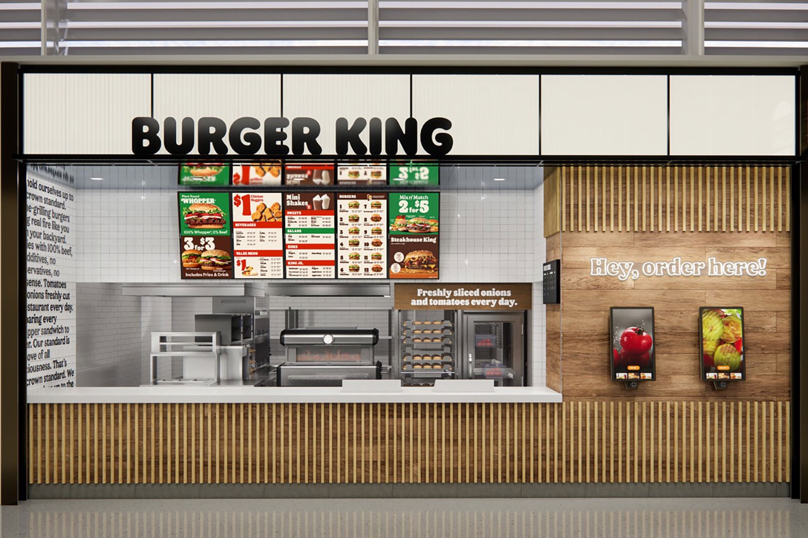 burger king rebrand new minimal design logo packaging fast food restaurant store menu cashier