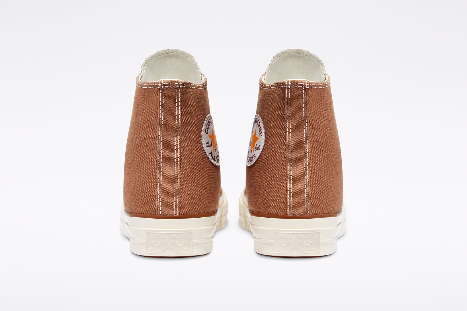carhartt wip converse chuck 70 icons collaboration sneakers hamilton brown canvas logo back heel rear