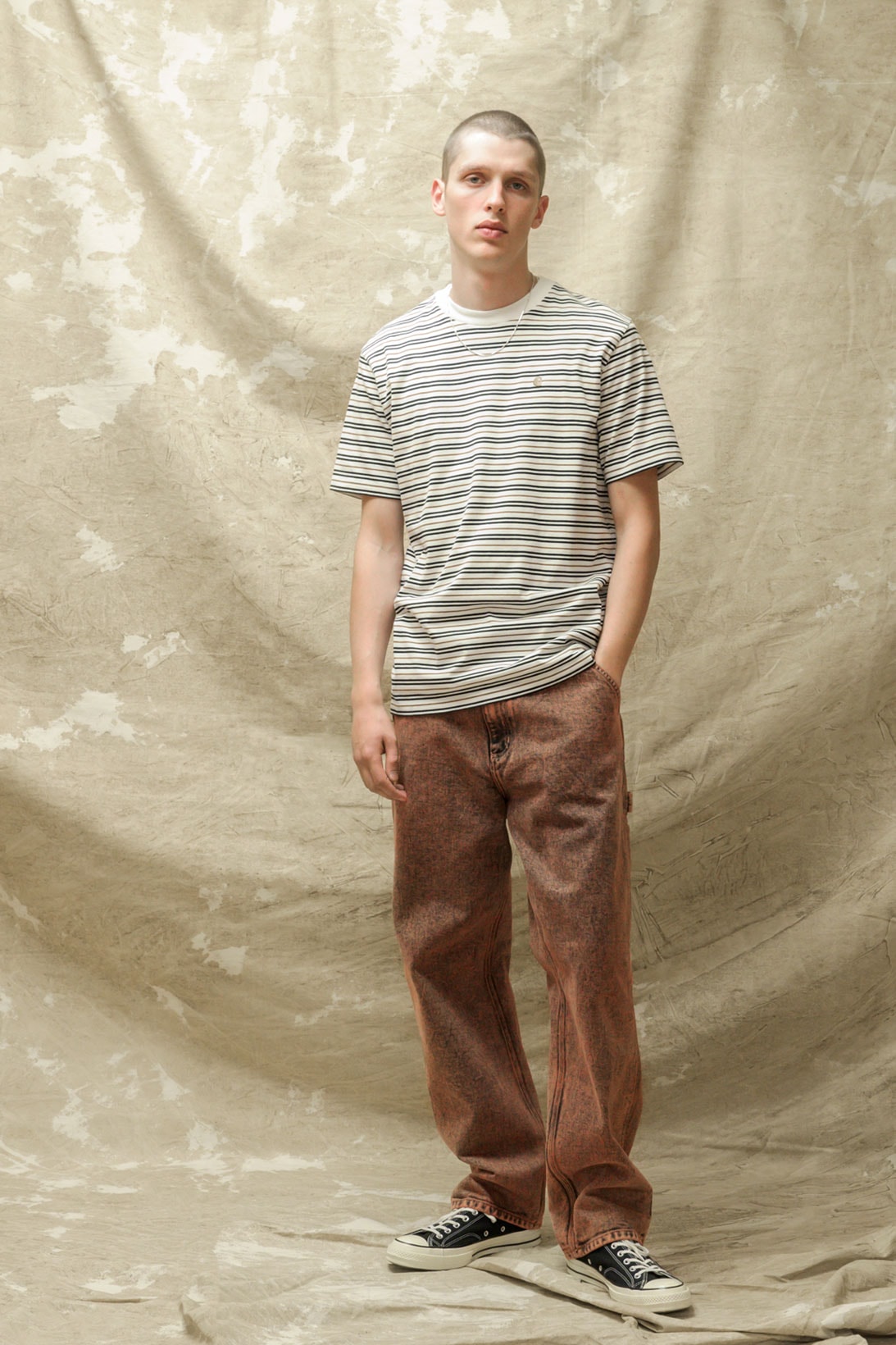 carhartt wip spring summer 2021 ss21 collection lookbook striped t-shirt washed jeans