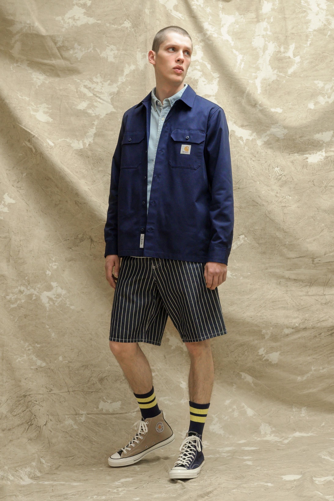carhartt wip spring summer 2021 ss21 collection lookbook coach jacket striped shorts converse