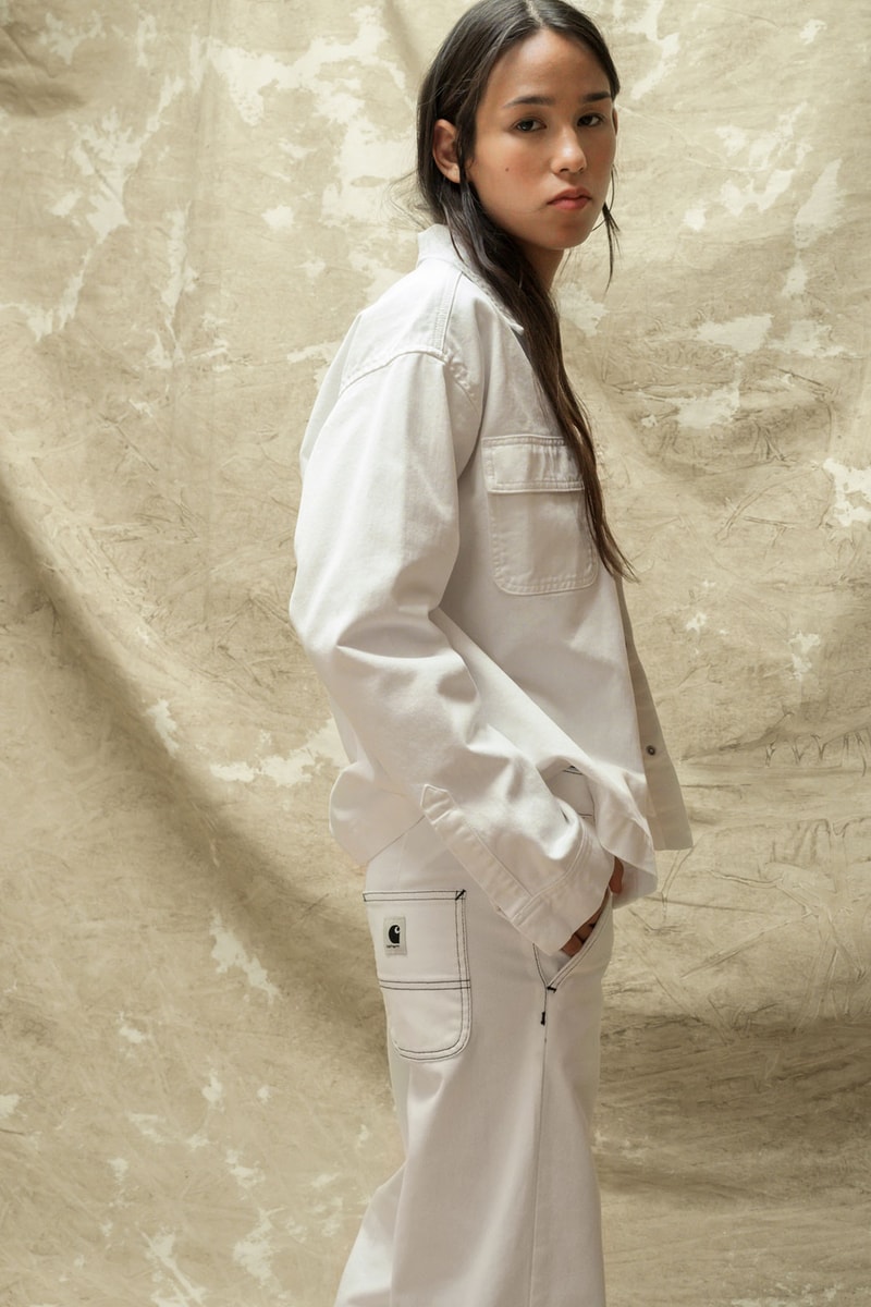 carhartt wip spring summer 2021 ss21 collection lookbook white denim jacket jeans logo