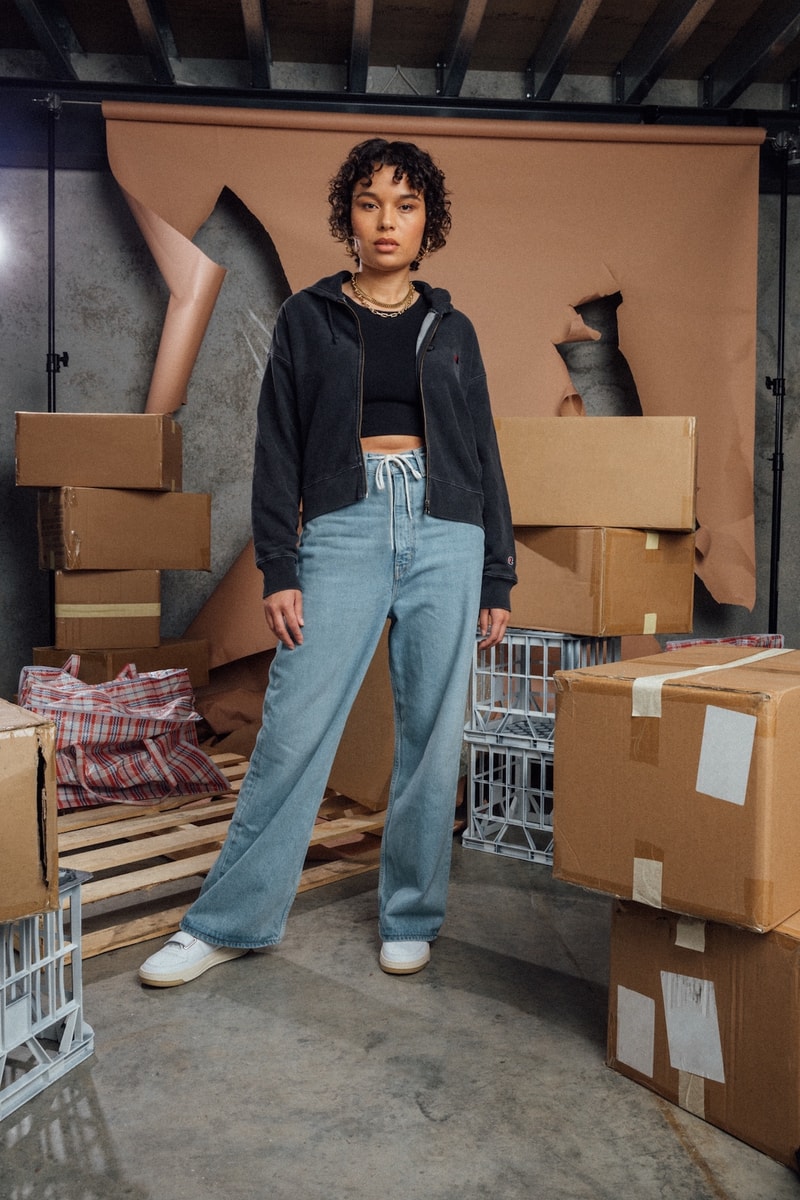 champion sustainable rebound washed black collection drop 2 hoodie tee jeans sneakers boxes