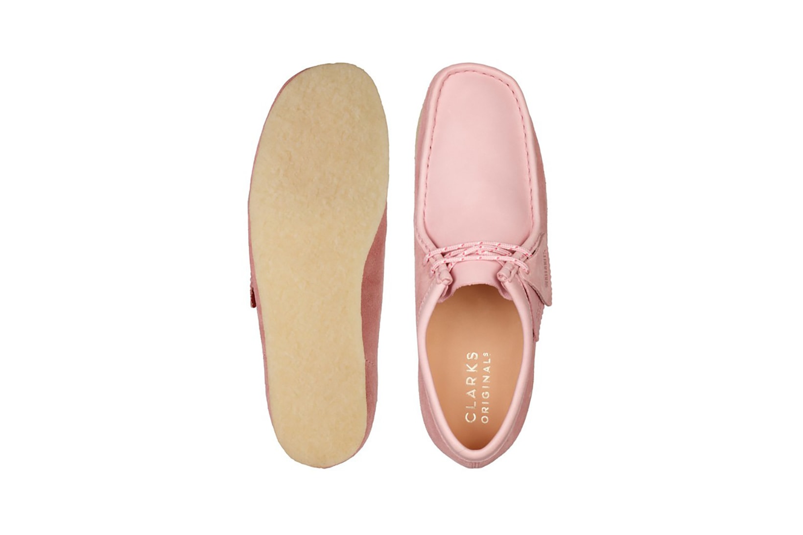 clarks originals combi wallabee pastel pink rose colorway footwear shoes insole sole brown