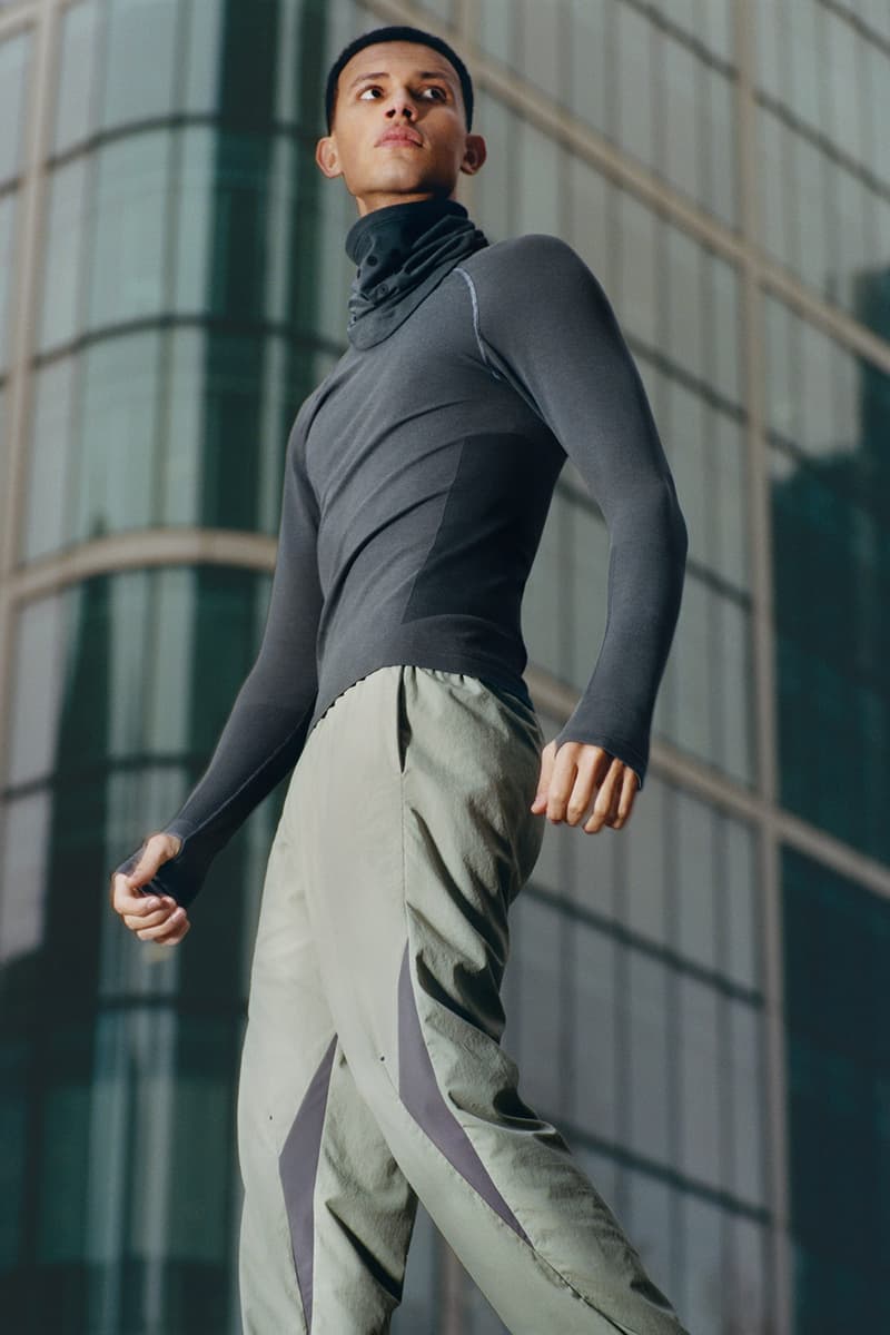 cos activewear collection drop 2 mens long sleeve top pants gray green