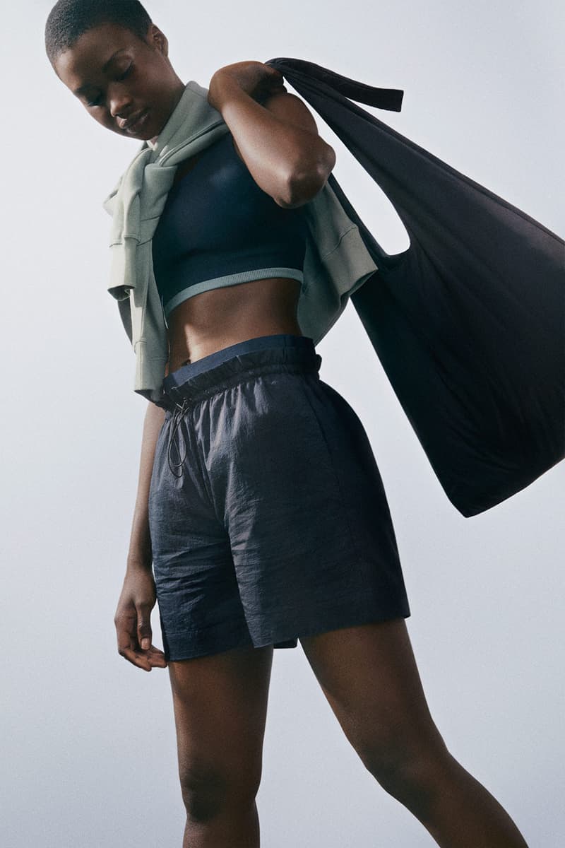 cos activewear collection drop 2 womens sports bra shorts bag sweater olive green black