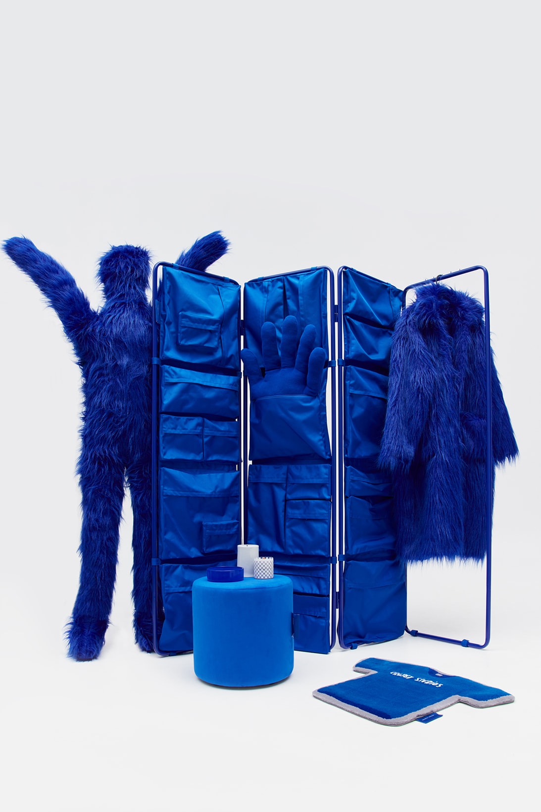 crosby studios homeware collection hbx ottoman chair blue fur coat carpet
