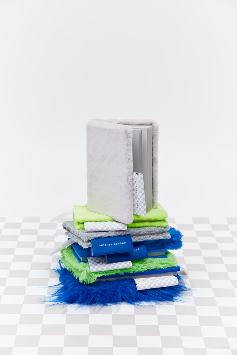 crosby studios homeware collection hbx notebook fur blue gray green stationery