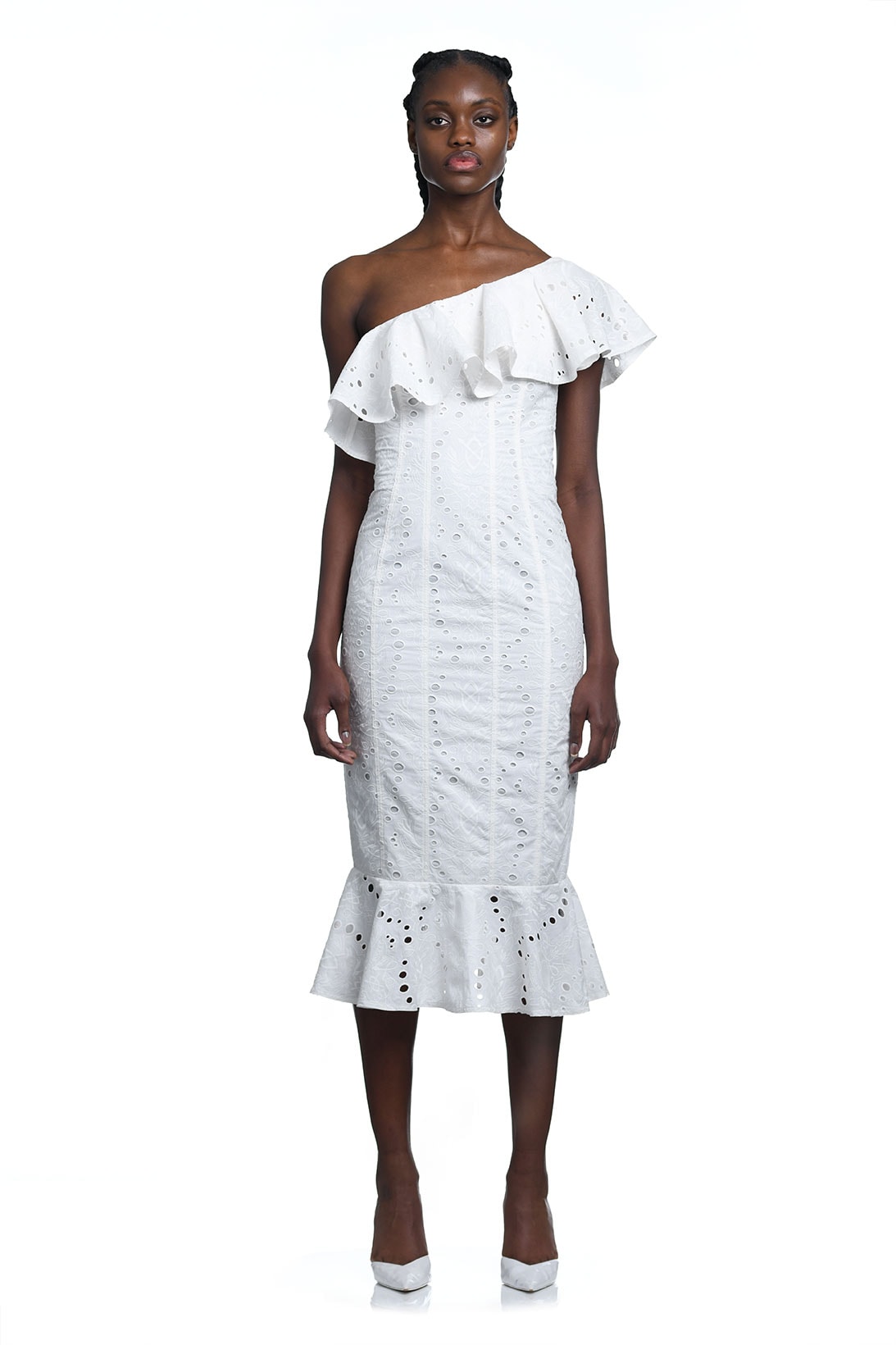daily paper spring summer ss21 collection lookbook asymmetrical lace white dress