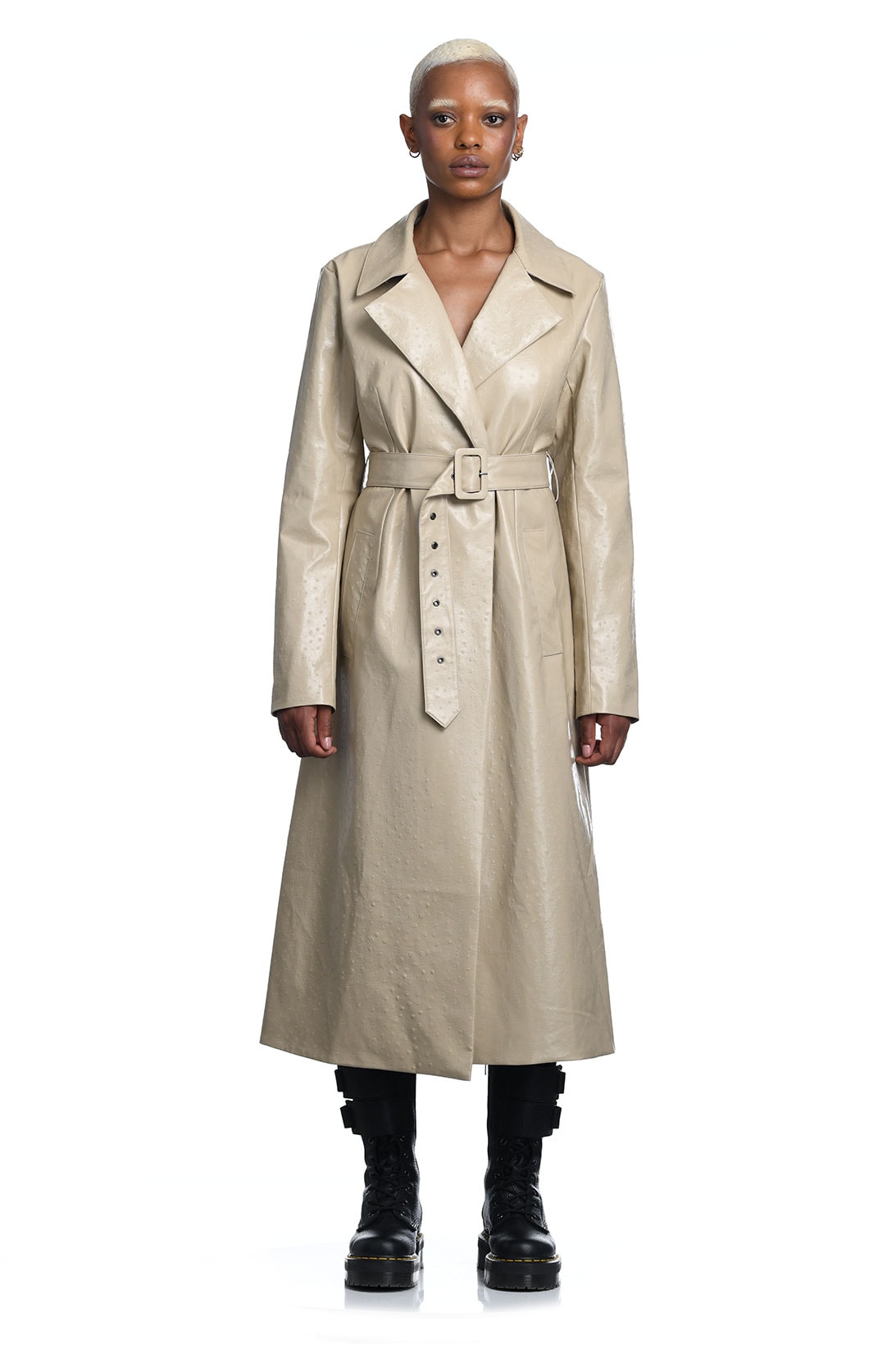daily paper spring summer ss21 collection lookbook beige tan leather trench coat