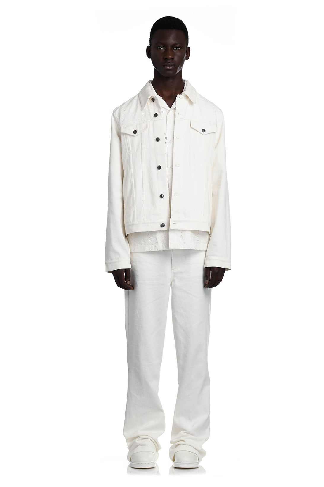 daily paper spring summer ss21 collection lookbook white denim trucker jacket jeans