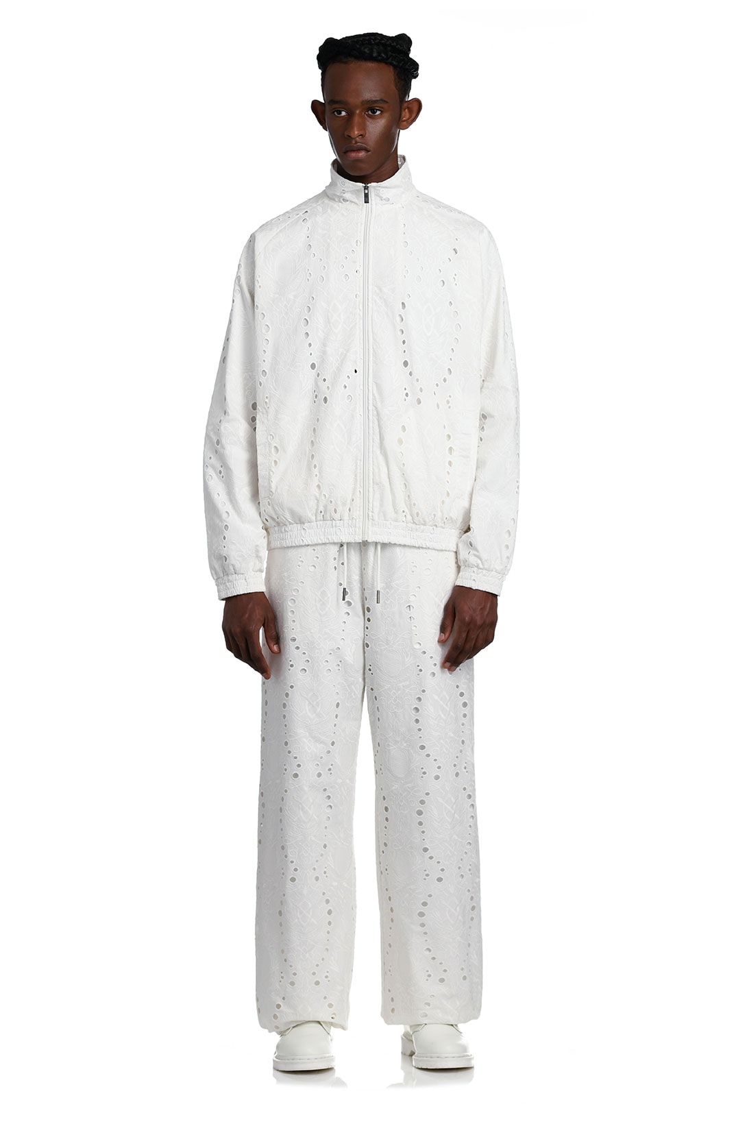 daily paper spring summer ss21 collection lookbook white lace tracksuit