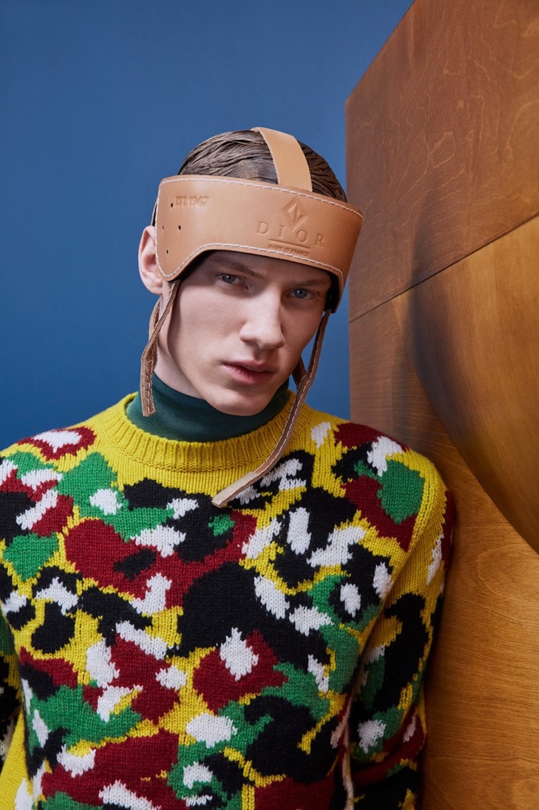 dior fall winter collection headwear head accessories sweater yellow black red