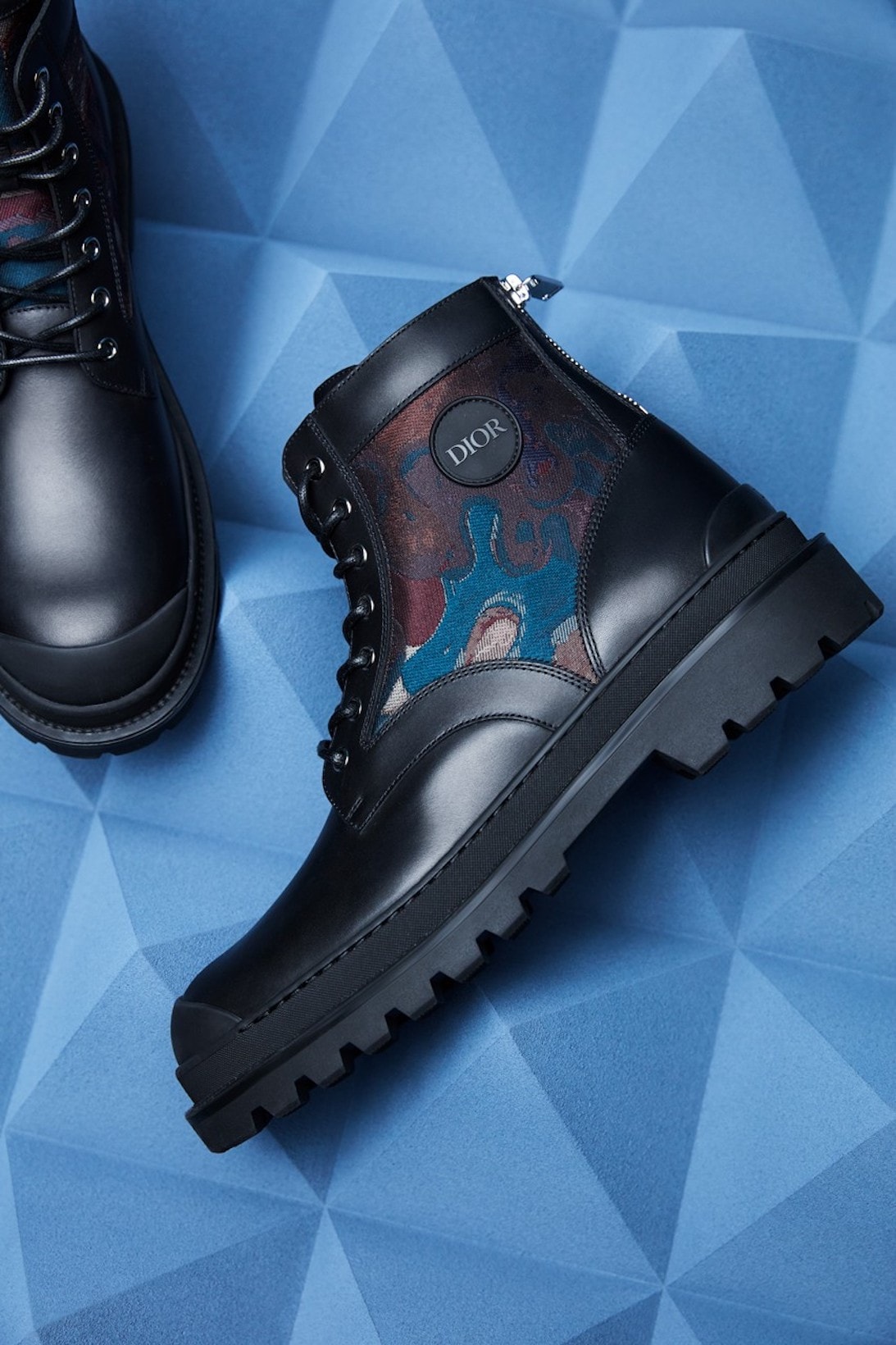 dior fall winter collection boots black blue print lateral