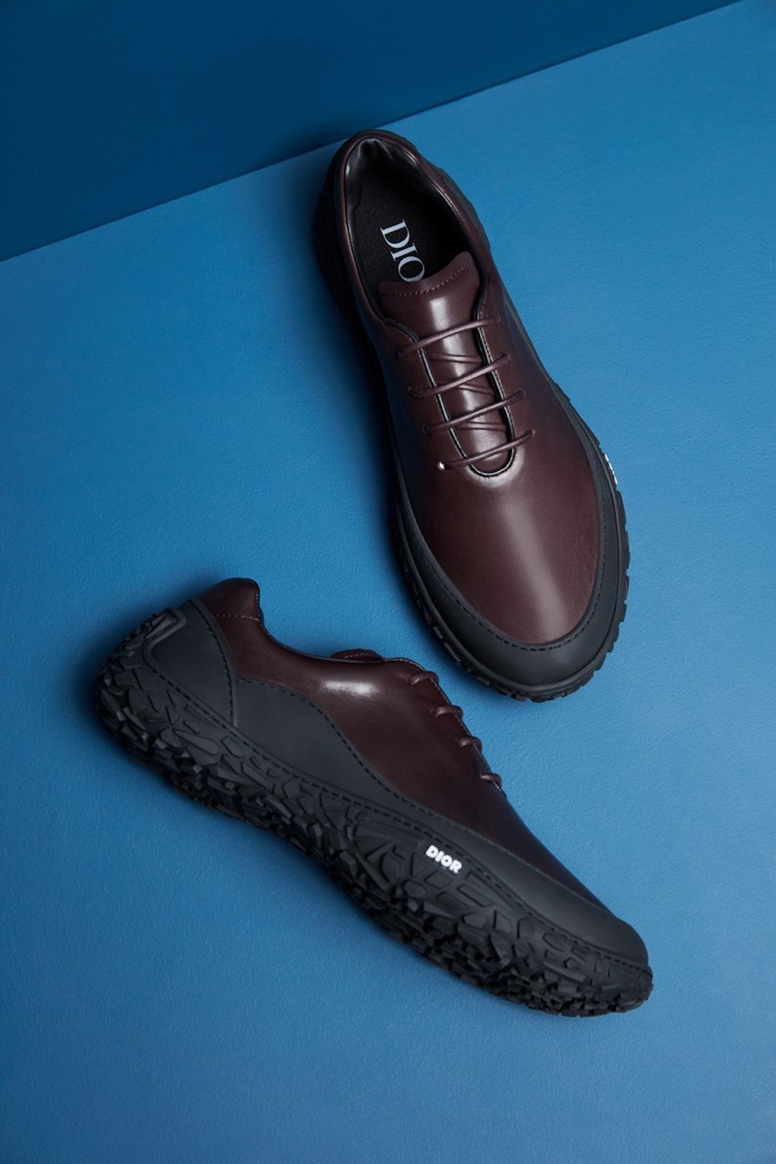 dior fall winter collection shoes footwear lateral top view maroon black