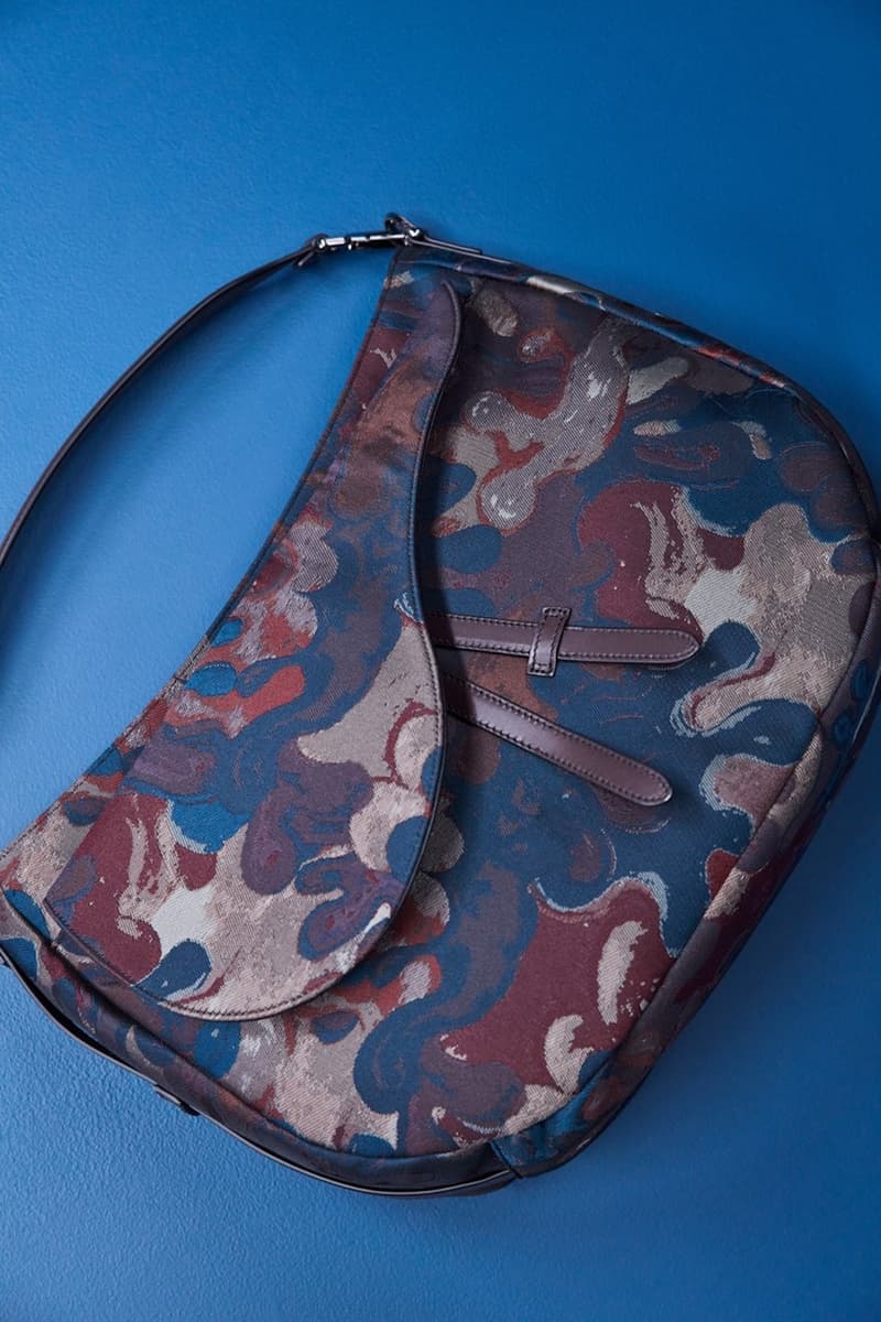 dior fall winter collection designer bag print blue maroon brown