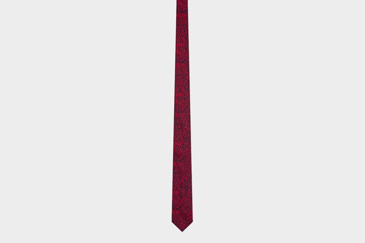 dior shawn stussy chinese lunar new year ox capsule collection neck tie silk red