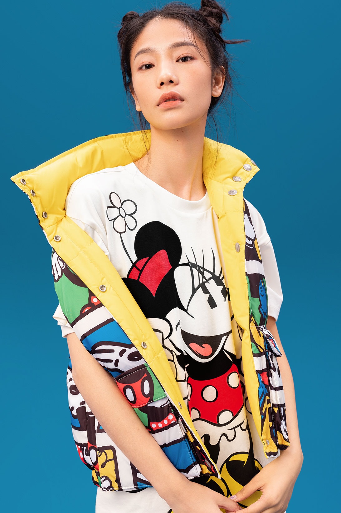 disney levis mickey and friends collaboation denim jeans white character minnie mouse shirt vest