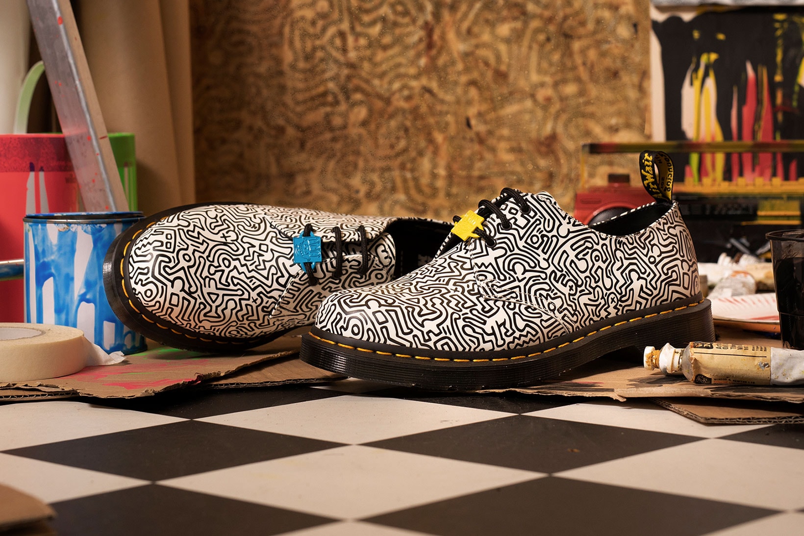 Dr. Martens Keith Haring Collaboration Boots Shoes 1461 White Black Patterns Illustrations